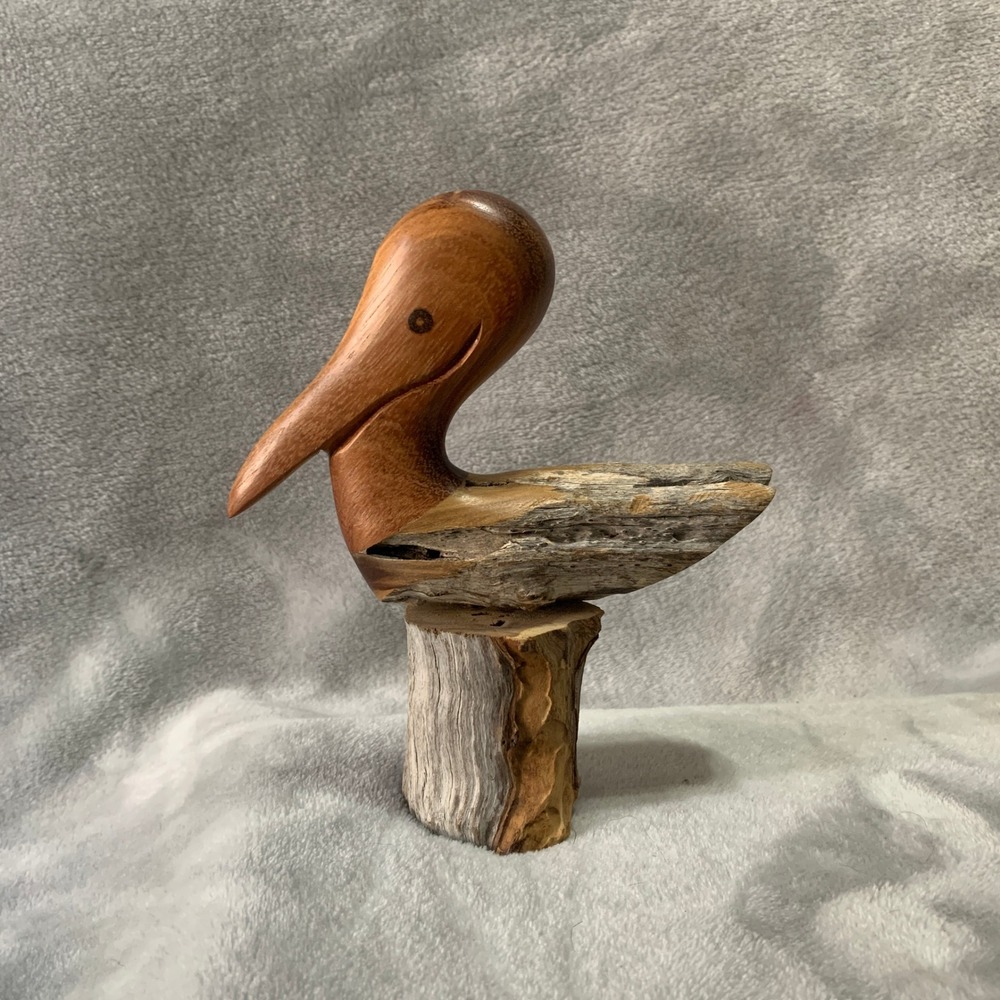 Pelican Wood Sculpture Tamarind & Buttonwood‎ Hand Carved 7in Mendoza Key West